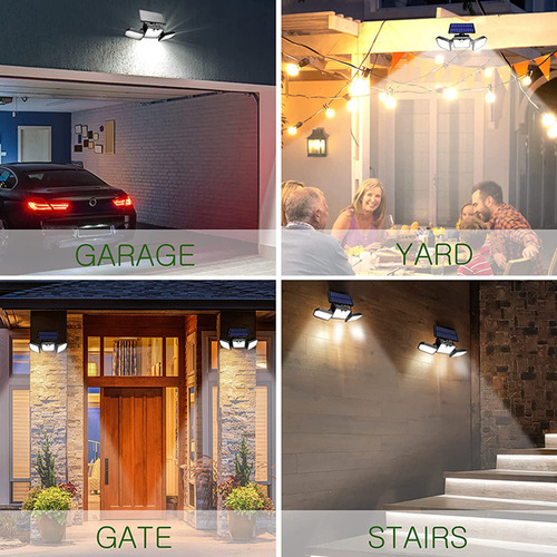 Luz Solar Externa Led 230 Com 3 Cabeças Ip65 À Prova D'água