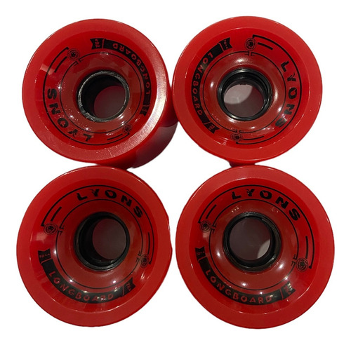 Rodas Longboard 70mm 78a Diversas Cores e Rolamentos Lyons Red