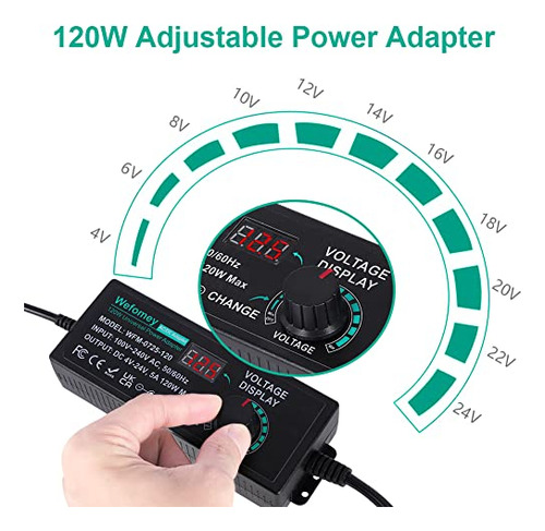 Pack De Adaptadores 120w Ajustable Dc 3v-24v Con 14 Puntas