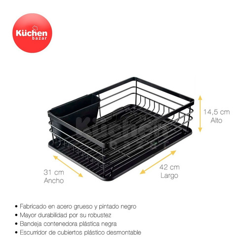 Imagen 2 de 9 de Secaplato Escurridor De Acero Al Carbono Cuotas