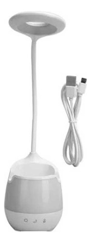 Parlante Lampara Led Recargable Usb Porta Celular S530 Estructura Blanco