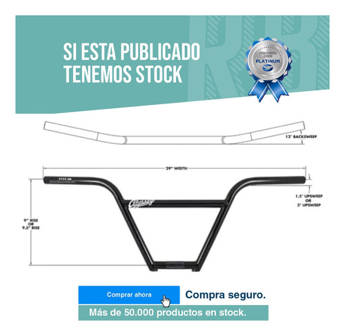 Manubrio Bicicleta Bmx Odyssey 49er 4 Piezas Cromo