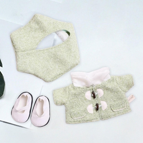 Abrigo De Muñeca De Felpa, Sombreros Y Zapatos, Verde
