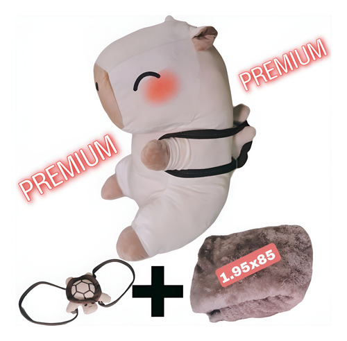 Peluche Capibara Con Manta Y Se Puede Usar De Almohada Beige