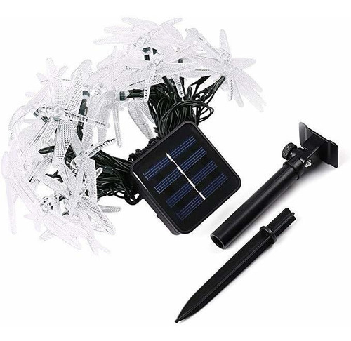 Tira De 30 Luces Led Solares Con Forma De Libélula P/jardín