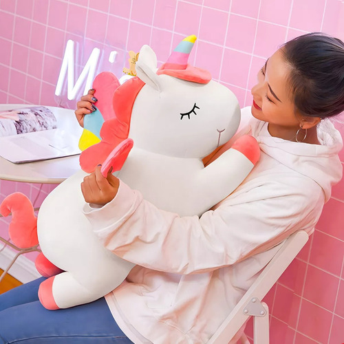 53cm Unicornio Peluche Arcoiris Tipo Pegaso Almohada