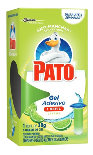 Detergente Sanitário Gel Adesivo Citrus Pato 38g Refil