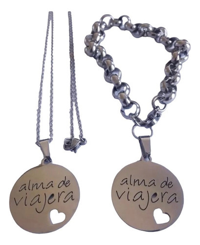 Dije Alma De Viajera + Cadena O Pulsera Acero 