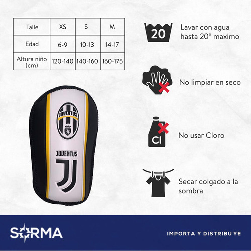 Imagen 3 de 7 de Canilleras Futbol Infantil Juventus Licencia Oficial