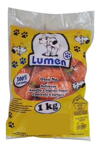 Osso Petisco Comestível P/cães Lumen - Cenoura 1 Kg