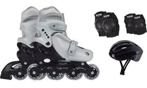 Kit Patins Roller Infantil Cinza P 31-34 Mor 40600102