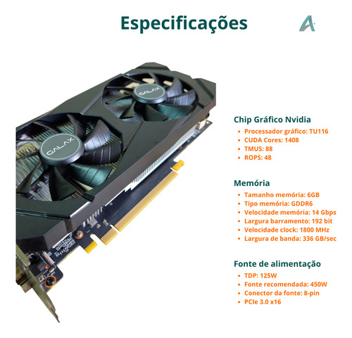 Placa De Vídeo Gtx 1660 Super 1-click Oc 6gb Gddr6 192 Bits (Usado)