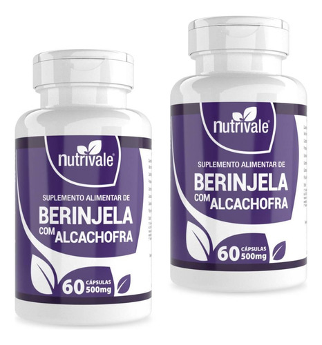 Kit 2x Berinjela Extrato Seco Alcachofra 500mg 60 Cápsulas