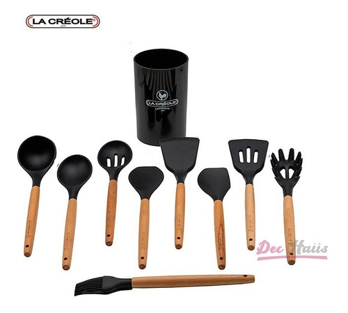 Set 10 Utensilios Silicona Y Mango De Madera/dechaus