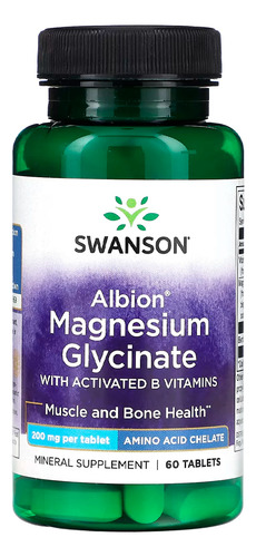 Glicinato Magnésio 200mg Swanson 60 Tabs Importado
