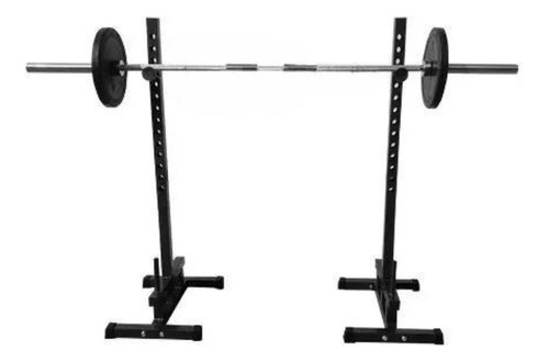 Jaula Squat Rack + Barra Olimpica + 60 Kg Discos Engomado Er