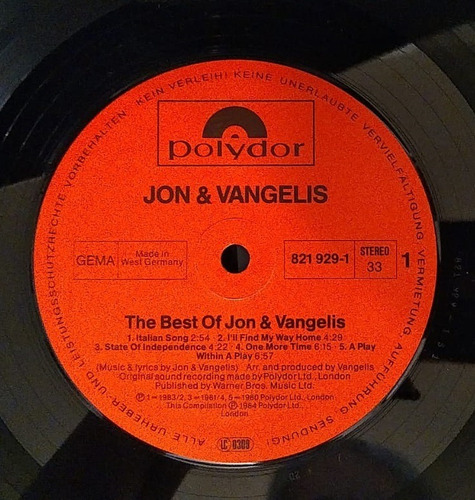 Lp Jon Vangelis The Best Importado