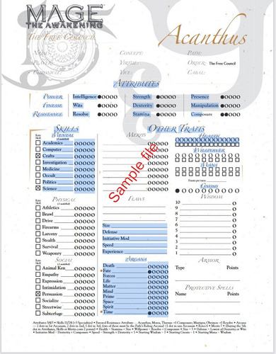 Rpg The New World Of Darkness - Mage The Awakening: Character Sheet Pad Ficha Personagem (lacrado)