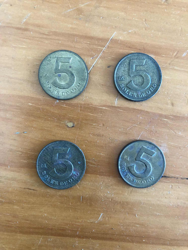 Moneda 5 Soles Oro Ve Fotos Leer Descripción Set X 4 Antigua (Usado)