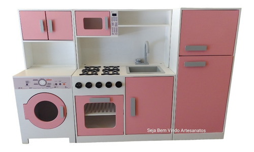 Cozinha de brinquedo Artesanatos Gnan Cozinha Infantil em MDF - rosa