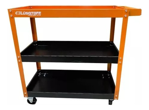 Mesa Carro Lusqtoff Porta Herramientas 3 Estantes Con Ruedas Color Naranja Y Negro