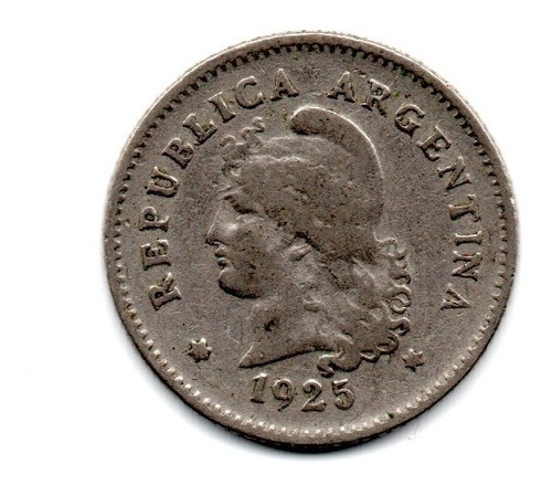 Moneda Argentina 10 Centavos 1925 Niquel Mb
