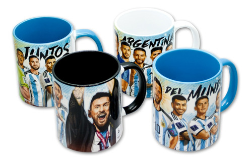 Pack X 4 Tazas Oficial Seleccion Argentina Afa Messi Ur Dibu