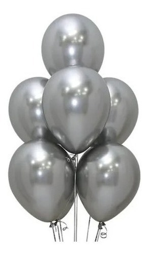 10 Globos Crome(cromado) Dorad-azul-lila-plat-fuxia-verd Color Plata