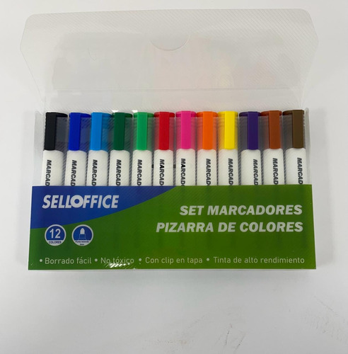 Set 12 Colores Plumon Pizarra Selloffice