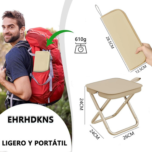 J Taburete Plegable Portátil Estilo Extralargo,cremallera