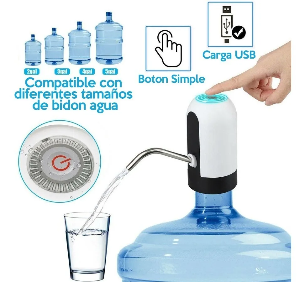 Dispenser De Agua Automatico Bomba Dispensador Bidones Usb