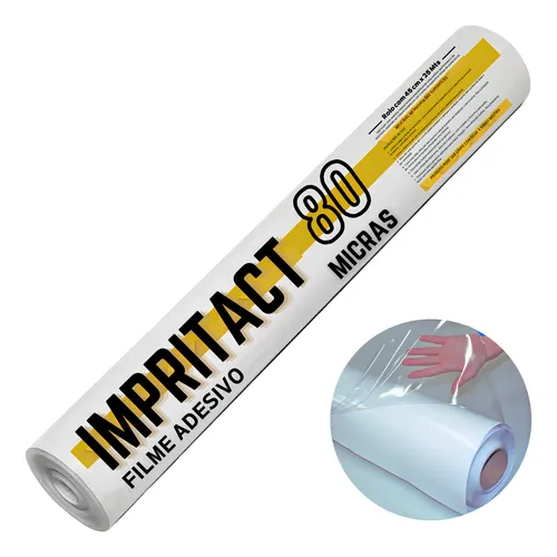 Impritact Papel Adesivo Transparente 45cm X 25 Metros - Tipo Rolo | 80 micra