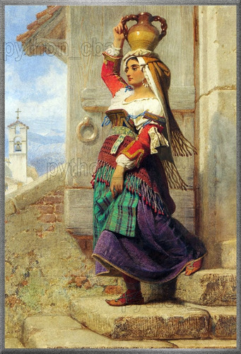 Cuadro Aguadora Romana - Carl Haag - Año 1857