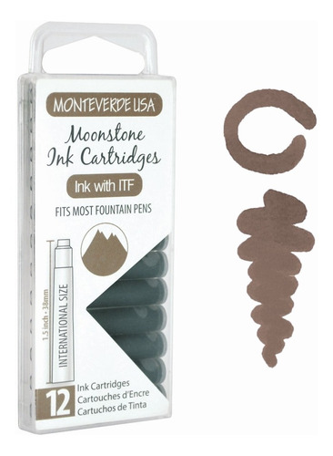 12 Cartuchos Tinta Monteverde® P/pluma Fuente Moonstone