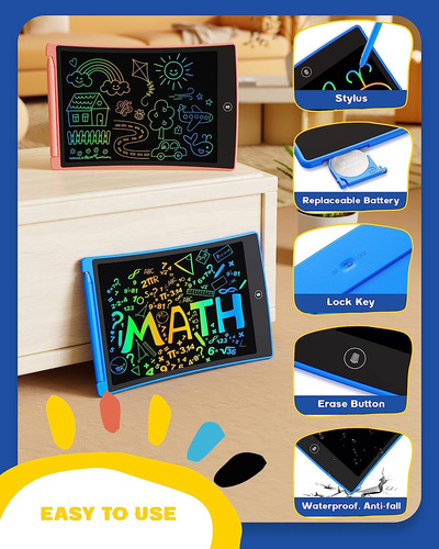 Bravokids 2 Paquete De Tableta De Escritura Lcd Con 4 Lápiz
