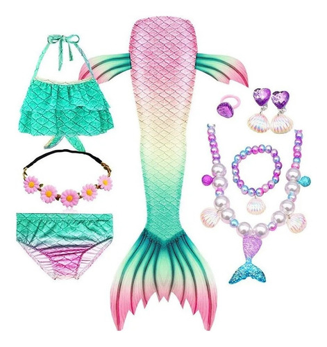 Kit Cola De Sirena 2022 Con Bikini Monoaleta Infantil