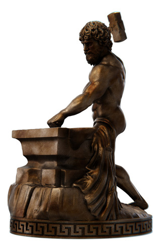 Estátua Hefesto Deus Vulcano Estatueta Resina Cor Cor Cobre Antigo