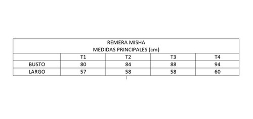 Remera Misha Jelue Pijama Verano Dama Mujer Lisa Algodon