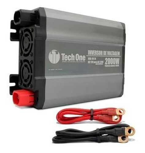 Imagem 1 de 3 de Inversor 2000w 12v Para 110v Conversor Tomada E Usb Techone