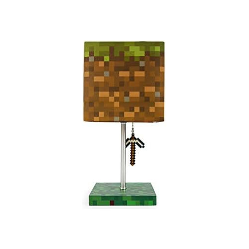 Lámpara De Escritorio Minecraft Grass Block Pickaxe 3d...