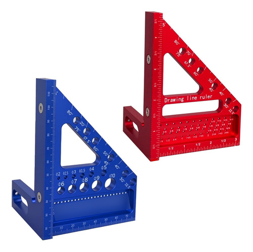 Regla De Medición 3d Aluminio 2 Unidades 22.5 A 90 Grados Color