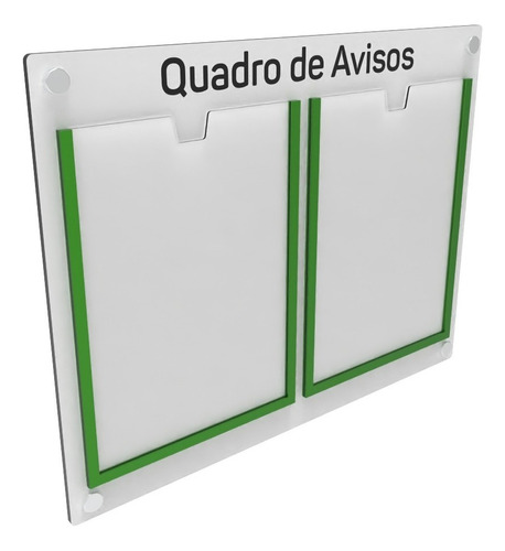 Quadro De Avisos Mdf C/2 Displays Verticais A4 Acrílico