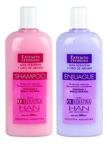 Kit Han Shampoo +enjuague Alfa Keratina Y Oro De Argan 500ml