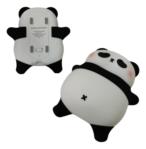 Luminária Panda Abajur Noturno Toque Fofo Recarregável Branco Preto