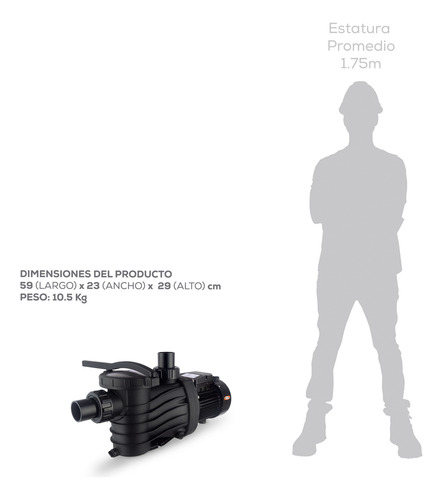 Bomba Para Alberca Evans 1.5hp 220v 1f 2x2 200lpm 96m3