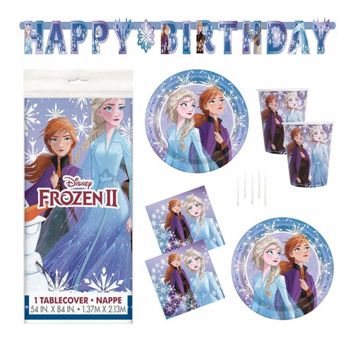 Set Suministro Para Fiesta Frozen 2 Sirve 16 Incluye Mantel