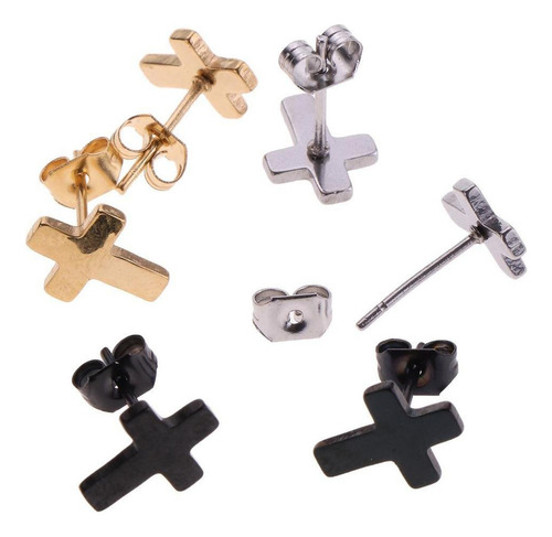 3 Pares Cruces Stud Pendientes Christian Faith Cruces Studs