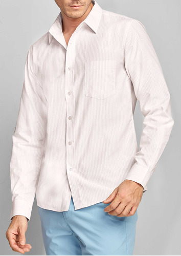 Camisa De Vestir Andrea Para Hombre Manga Larga Beige