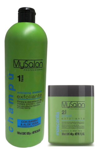 Mysalon Exfoliante Shampoo 1lt Y Mascarilla Con Bambu Y Aloe