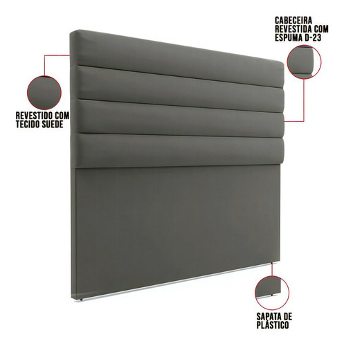 Cabeceira D'Rossi California Para Cama Box King 190 Cm Suede Cor Grafite